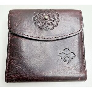 Patricia Nash Reiti Leather Wallet  Kisslock Change Pocket Three Fold Burgundy